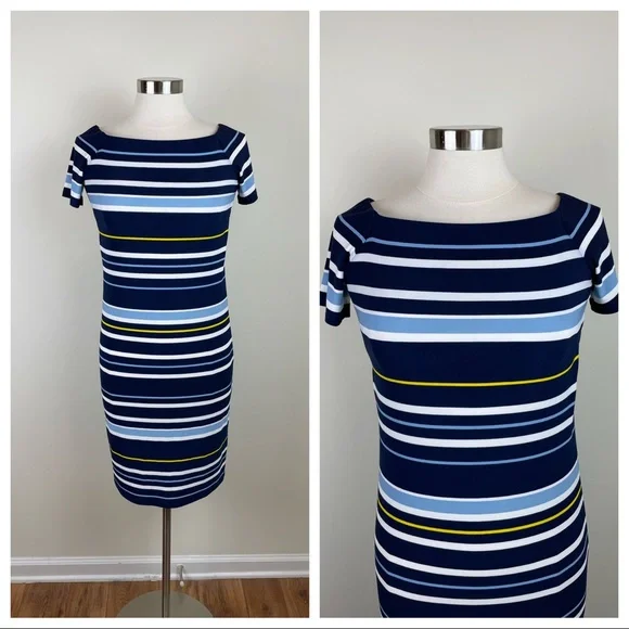 Dkny | Dresses | Dkny Blue White Stripe Dress Short Sleeve New With Tag  Women Xs Extra Small | Poshmark